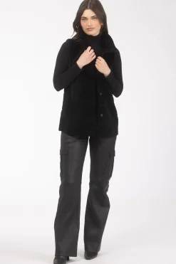 Reversible Textured Shearling Lamb Vest