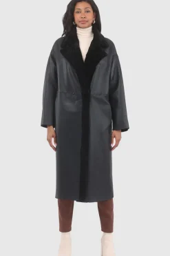 Reversible Textured Shearling Lamb Short Coat