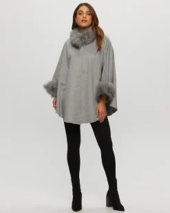 Select Cashmere & Wool Cape With Select Lamb Trim