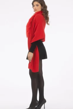Select Cashmere And Merino Wool Blend Stole With Select Mongolian Lamb Trim