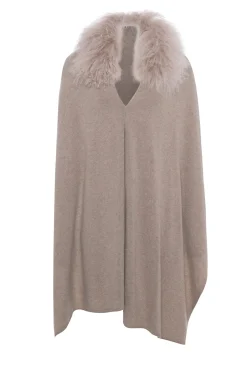Select Cashmere And Merino Wool Blend Stole With Select Mongolian Lamb Trim