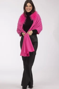 Select Cashmere And Merino Wool Blend Stole With Select Mongolian Lamb Trim