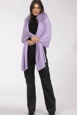 Select Cashmere And Merino Wool Blend Stole With Select Mongolian Lamb Trim