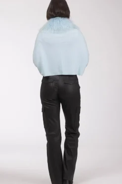 Select Cashmere And Merino Wool Blend Stole With Select Mongolian Lamb Trim