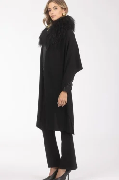 Select Cashmere And Merino Wool Blend Stole With Select Mongolian Lamb Trim