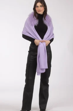 Select Cashmere And Merino Wool Blend Stole With Select Mongolian Lamb Trim