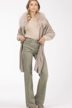 Select Cashmere And Merino Wool Blend Stole With Select Mongolian Lamb Trim