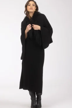 Select Cashmere And Merino Wool Blend Stole With Select Mongolian Lamb Trim