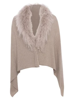 Select Cashmere And Merino Wool Blend Stole With Select Mongolian Lamb Trim