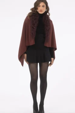 Select Cashmere And Merino Wool Blend Stole With Select Mongolian Lamb Trim