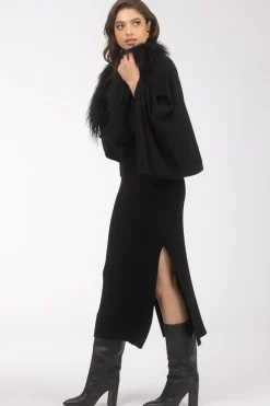 Select Cashmere And Merino Wool Blend Stole With Select Mongolian Lamb Trim