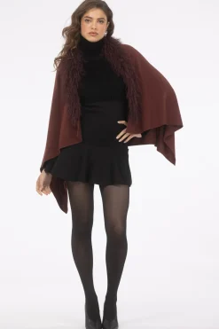 Select Cashmere And Merino Wool Blend Stole With Select Mongolian Lamb Trim