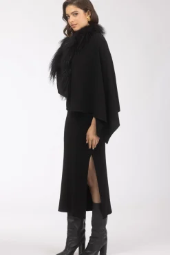 Select Cashmere And Merino Wool Blend Stole With Select Mongolian Lamb Trim