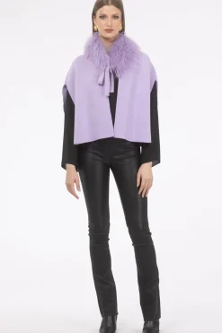 Select Cashmere And Merino Wool Blend Cape With Select Mongolian Lamb Trim