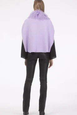 Select Cashmere And Merino Wool Blend Cape With Select Mongolian Lamb Trim