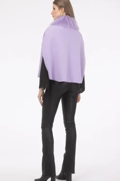 Select Cashmere And Merino Wool Blend Cape With Select Mongolian Lamb Trim