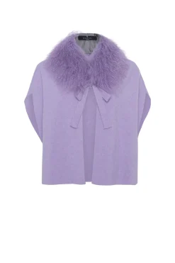 Select Cashmere And Merino Wool Blend Cape With Select Mongolian Lamb Trim