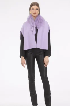 Select Cashmere And Merino Wool Blend Cape With Select Mongolian Lamb Trim