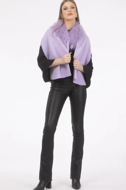 Select Cashmere And Merino Wool Blend Cape With Select Mongolian Lamb Trim