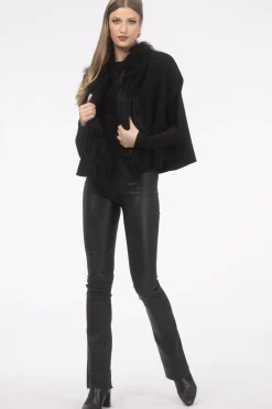 Select Cashmere And Merino Wool Blend Cape With Select Mongolian Lamb Trim