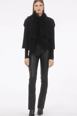 Select Cashmere And Merino Wool Blend Cape With Select Mongolian Lamb Trim