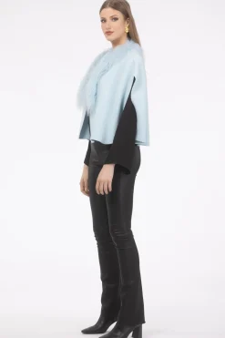 Select Cashmere And Merino Wool Blend Cape With Select Mongolian Lamb Trim