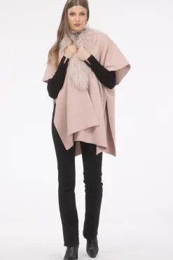 Select Cashmere And Merino Wool Blend Cape With Select Mongolian Lamb Trim