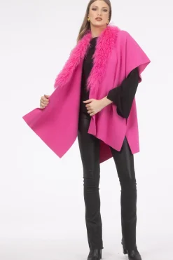 Select Cashmere And Merino Wool Blend Cape With Select Mongolian Lamb Trim