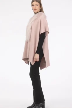 Select Cashmere And Merino Wool Blend Cape With Select Mongolian Lamb Trim