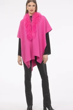 Select Cashmere And Merino Wool Blend Cape With Select Mongolian Lamb Trim