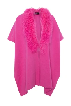Select Cashmere And Merino Wool Blend Cape With Select Mongolian Lamb Trim