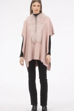 Select Cashmere And Merino Wool Blend Cape With Select Mongolian Lamb Trim