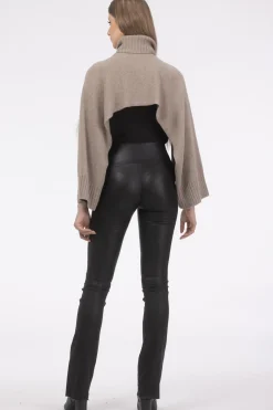 Select Cashmere And Merino Wool Blend Cropped Sweater With Select Mongolian Lamb Trim