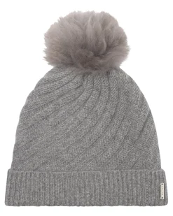 Select Cashmere Cable Knit Hat with Toscana Shearling Lamb Pompom