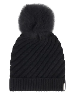 Select Cashmere Cable Knit Hat with Toscana Shearling Lamb Pompom