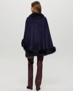Select Cashmere Cape With Toscana Shearling Lamb Trim