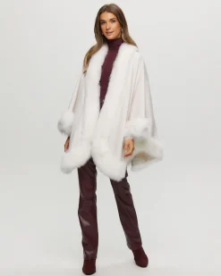 Select Cashmere Cape With Toscana Shearling Lamb Trim