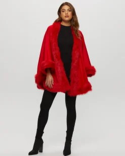 Select Cashmere Cape With Toscana Shearling Lamb Trim