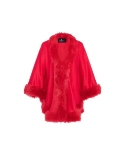 Select Cashmere Cape With Toscana Shearling Lamb Trim