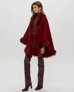 Select Cashmere Cape With Toscana Shearling Lamb Trim