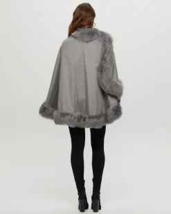 Select Cashmere Cape With Toscana Shearling Lamb Trim