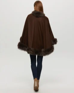 Select Cashmere Cape With Toscana Shearling Lamb Trim