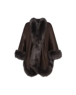 Select Cashmere Cape With Toscana Shearling Lamb Trim