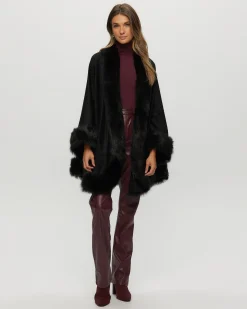 Select Cashmere Cape With Toscana Shearling Lamb Trim