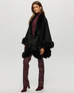 Select Cashmere Cape With Toscana Shearling Lamb Trim