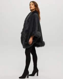 Select Cashmere Cape With Toscana Shearling Lamb Trim