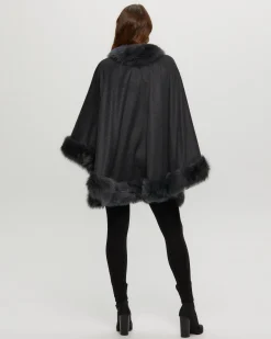 Select Cashmere Cape With Toscana Shearling Lamb Trim