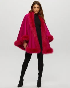 Select Cashmere Cape With Toscana Shearling Lamb Trim