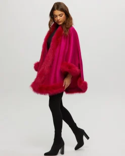 Select Cashmere Cape With Toscana Shearling Lamb Trim