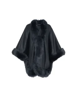 Select Cashmere Cape With Toscana Shearling Lamb Trim